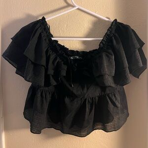 Zara Black Off the Shoulder Crop Top - Size M